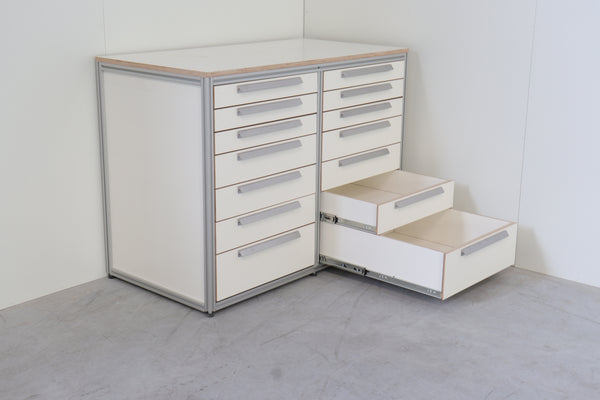 Werkbank WP-2L-SD ladeblok volledig wit melamine