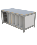 Werk- en inpaktafel - met deur en vakverdeling