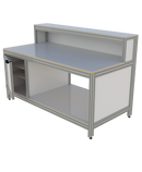 Werk- en inpaktafel - met deur, lage opbouw en vakverdeling