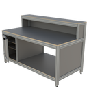 Werk- en inpaktafel - met deur, lage opbouw en vakverdeling