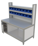 Werk- en inpaktafel - met deur, hoge opbouw en vakverdeling