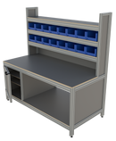 Werk- en inpaktafel - met deur, hoge opbouw en vakverdeling