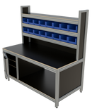 Werk- en inpaktafel - met deur, hoge opbouw en vakverdeling