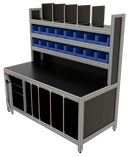 Werk- en inpaktafel - met deur, hoge opbouw en vakverdeling