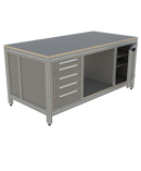 Werk- en inpaktafel - met ladeblok, deur en vakverdeling