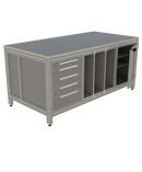 Werk- en inpaktafel - met ladeblok, deur en vakverdeling