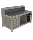 Werk- en inpaktafel - met ladeblok, deur, lage opbouw en vakverdeling