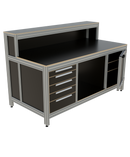 Werk- en inpaktafel - met ladeblok, deur, lage opbouw en vakverdeling