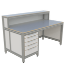 Werk- en inpaktafel - open met ladeblok en lage opbouw