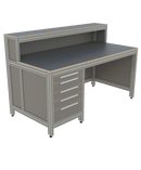 Werk- en inpaktafel - open met ladeblok en lage opbouw