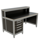 Werk- en inpaktafel - open met ladeblok en lage opbouw