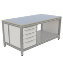 Werk- en inpaktafel - met ladeblok en vakverdeling