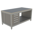 Werk- en inpaktafel - met ladeblok en vakverdeling