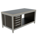 Werk- en inpaktafel - met ladeblok en vakverdeling
