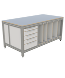 Werk- en inpaktafel - met ladeblok en vakverdeling