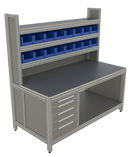 Werk- en inpaktafel - met ladeblok, hoge opbouw en vakverdeling