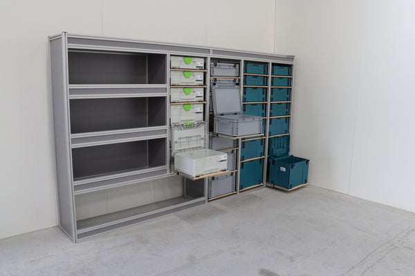 Bedrijfswageninrichting Crafter, TGE L3H3 / Sprinter L2H2 / Transit, Boxer, Jumper L3H2 bestuurderszijde grijs
