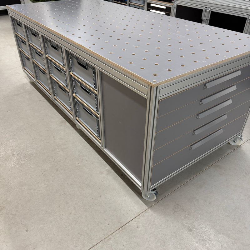 (Voorraadmodel) Mobiele werktafel MFT-HD-8KD-1L gevuld