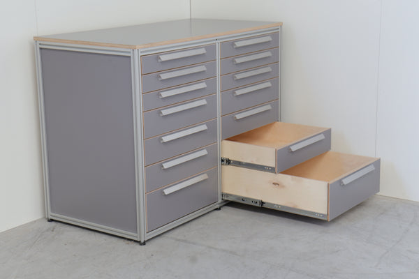 Werkbank WP-2L-SD ladeblok grijs betonplex