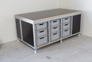 Mobiele werktafel met lades en opbergboxen (1965 x 1100mm)