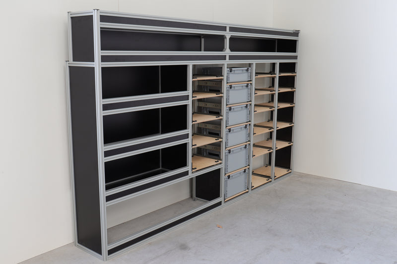 Bedrijfswageninrichting Crafter, TGE L3H3 / Sprinter L2H2 / Transit, Boxer, Jumper L3H2 bestuurderszijde dubbel vak